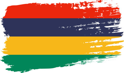 Mauritius flag, wide brush stroke on transparent background vector