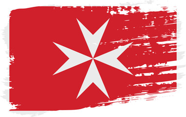 Civil Malta flag, wide brush stroke on transparent background vector