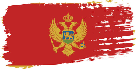 Montenegro flag, wide brush stroke on transparent background vector