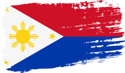 Obraz premium Philippines in wartime flag, wide brush stroke on transparent background vector