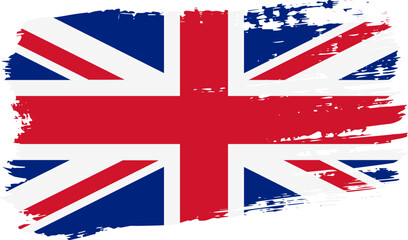 United Kingdom flag, wide brush stroke on transparent background vector