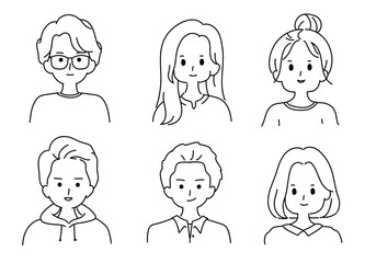 Set of different people drawing doodle illustrations