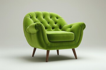 A vibrant lime green chair on a white background excellent for home decor advertisements with a modern twist