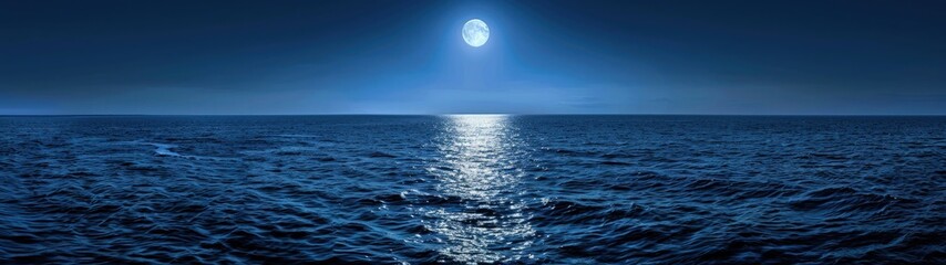 Moonlit Night Over the Sea Surface