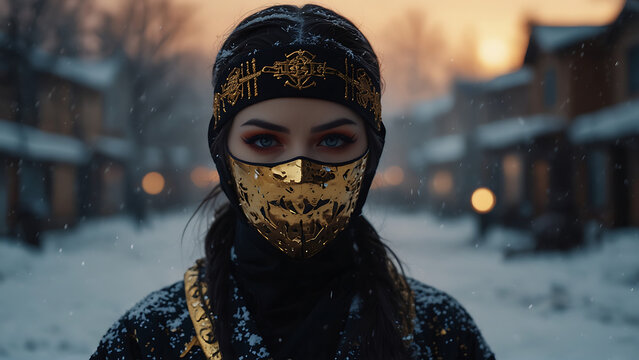 women in gold and black