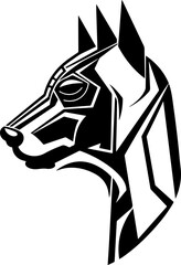 A dog with a robotic head. Cyber dog head logo template