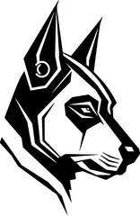A dog with a robotic head. Cyber dog head logo template