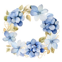 hydrangea watercolor wreath clip art