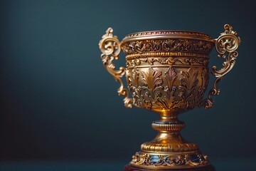 Bright gold trophy on a black background perfect for achievement and awardrelated marketing campaigns