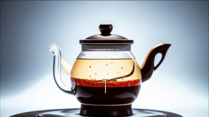 Gass teapot with boiling water.