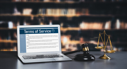 Online term of service conditions showing savvy rules and regulations in using the website on a...
