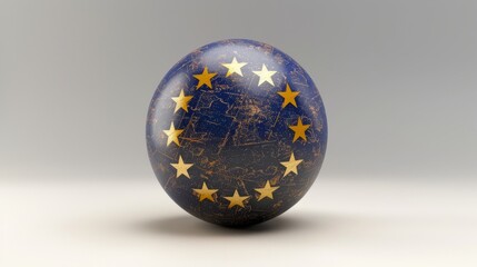 A ball with golden stars similar to the symbol of the European Union flag