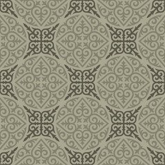 Seamless patterns. Kazakh ornaments. Traditional patterns of Kazakhs. Background, nomad life design. Ancient Turkic ornaments. Customs and traditions of Kazakhstan. Decorative art of nomads