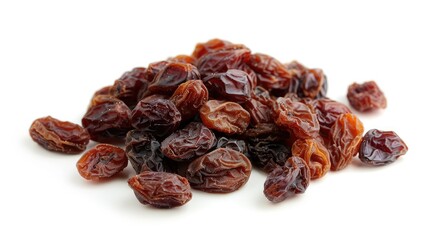 Raisins on a white background