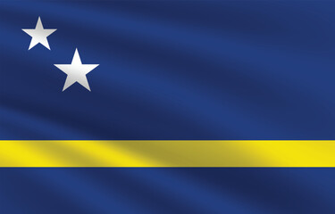 National flag of Curacao. Curacao Flag. Waving Curacao flag.
