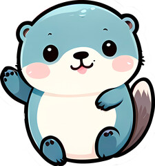 Cute cartoon otter. Vector illustration with simple gradients.