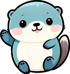 Obraz premium Cute cartoon otter. Vector illustration with simple gradients.