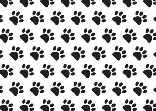 Seamless pattern with paw.Dog foot steps repeat pattern.Vector graphic puppy symbol.