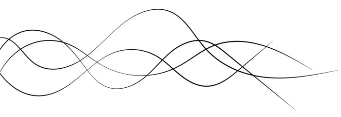 Thin line wavy abstract vector on white background. Curve wave seamless pattern. Line art striped graphic template. Vector illustration.