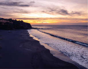 sunset in black sand beach
