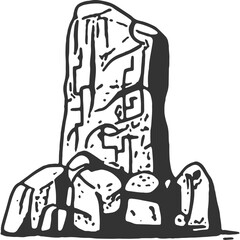 Iconic Stone Allegory Vintage Illustration Vector