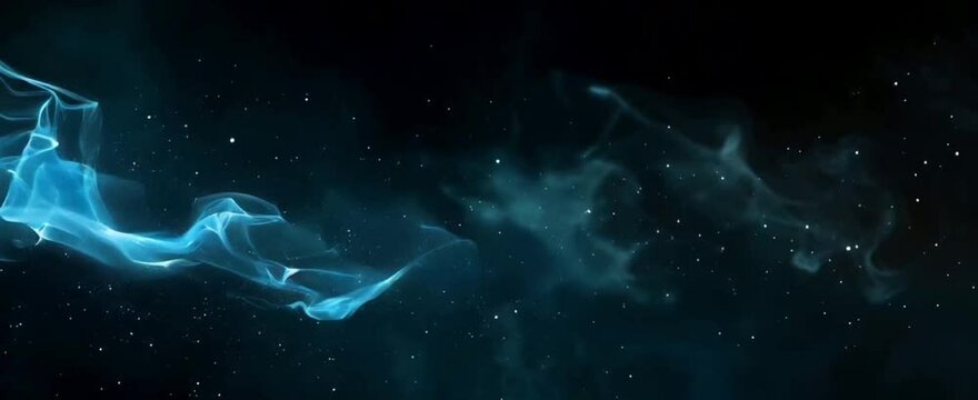Abstract dark background with blue light, smoke and fog, fantasy glowing in the dark