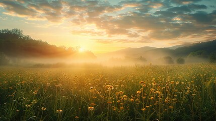 World Environment Day with a breathtaking country meadow sunrise landscape