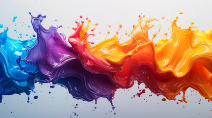 Abstract Colorful Paint Splash Wave on White Background