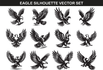 Fototapeta premium Eagle Silhouette Vector Illustration set