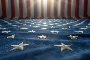 American Flag colors and fireworks mockup background with copy space . 4 July independence day concept celebration