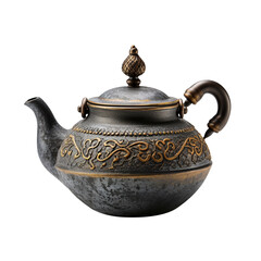 Old teapot isolated on transparent background