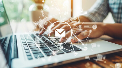Person Typing on Laptop With Mail Icon