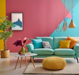 Beautiful smart living room vibrant colors