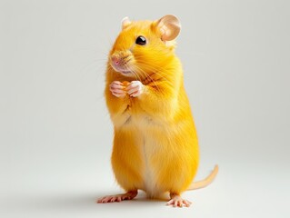 A small yellow rat standing on its hind legs. Generative AI.