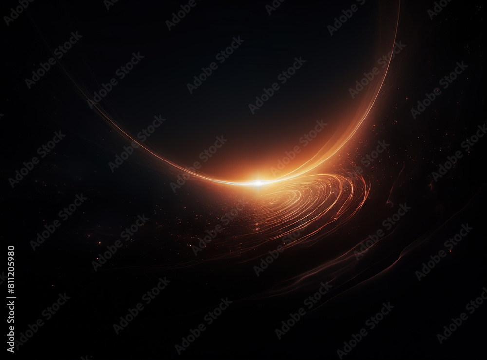 Poster light flare in the dark space. abstract background with shiny lens glare effect.
