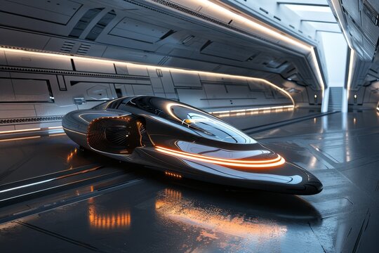 A futuristic car with sleek lines is showcased in this futuristic design, A futuristic design featuring sleek lines and high-tech materials