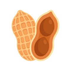 Pair of Peanuts. Flat icon isolated on white background. Superfood and vegan protein source concept. Great for use in nutritional guides and health food packaging