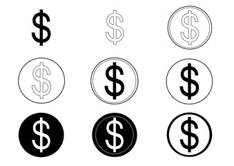 pack drawing illustration of dollar vector icon