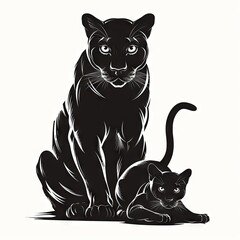 Two black panthers are sitting next to each other