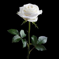 White rose isolated on a black background .