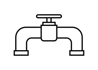 Icono negro de válvula de tubería de paso de combustible o petróleo.