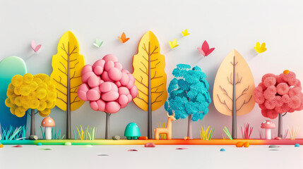 3d multicolored trees