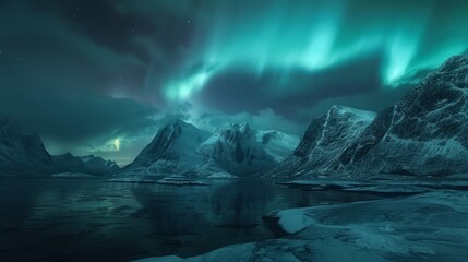 Aurora Borealis Timelapse on Lofoten Islands Norway hyper realistic 
