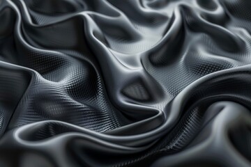Fototapeta premium Black and white wavy neoprene fabric creating a visually dynamic pattern, A futuristic visualization of neoprene fabric with a sleek, rubbery appearance