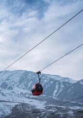 Gulmarg Gondola ride image, Beautiful winter mountain range view with cable car ride in Kashmir