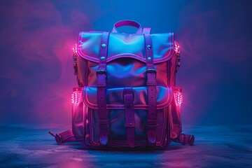 Fantasy backpack with a glowing light illuminates a lone dancer at night