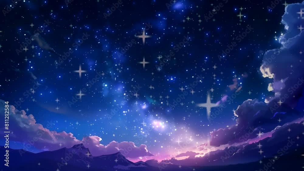 Wall mural animated background of infinite galaxies with stars and constellation. looping time-lapse video