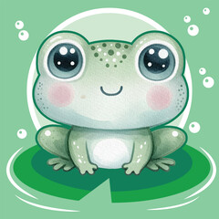 Frog cute character watercolor