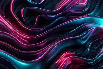 Obraz premium Vibrant Neon Waves on a Dark Background