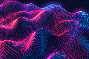 Vibrant Neon Waves on a Dark Background